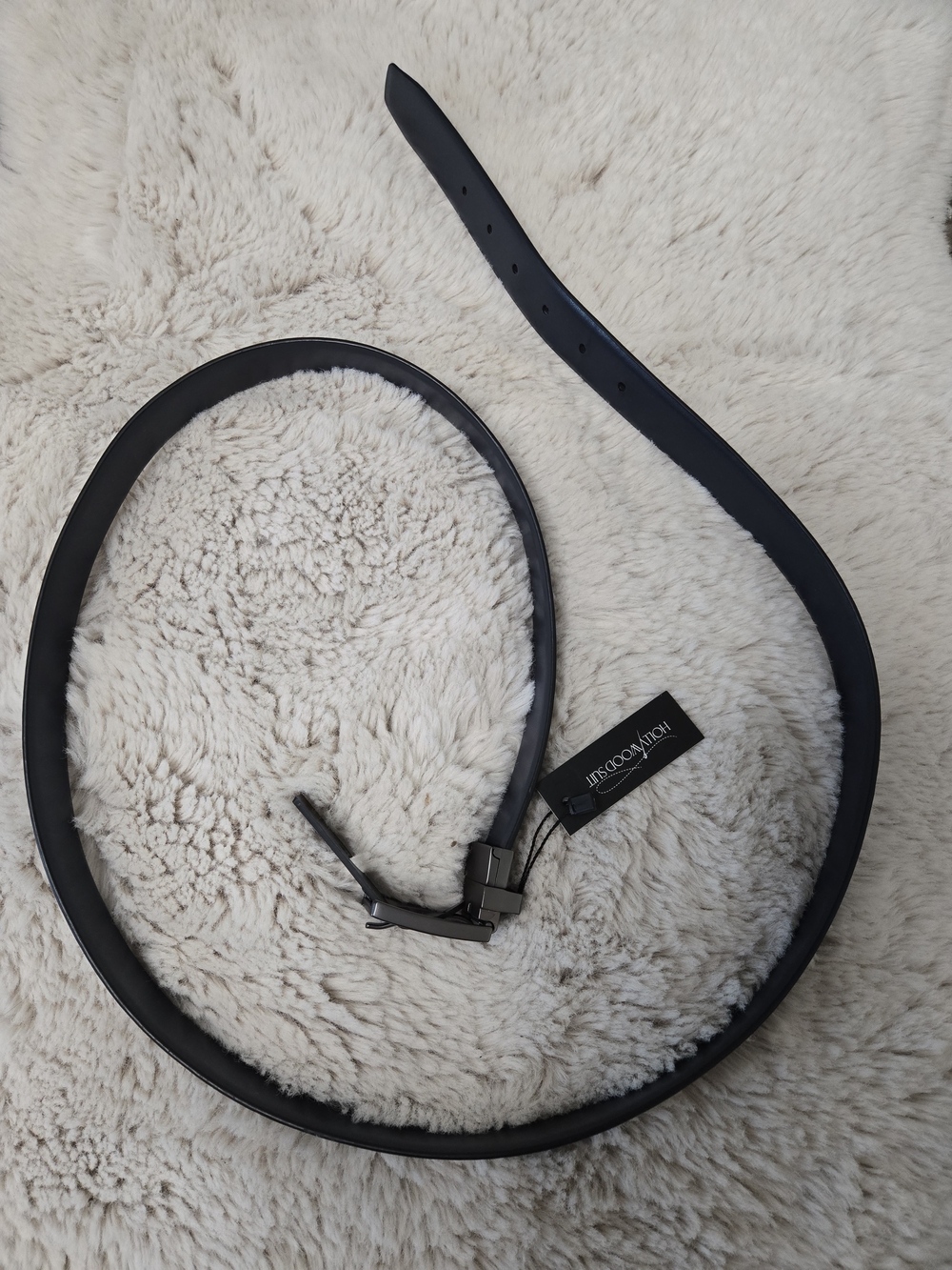 Black Leather Reversible Men's Belt